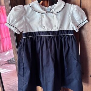 Feltman Bros 12M Navy and White Girls' Peter Pan Collar Dress